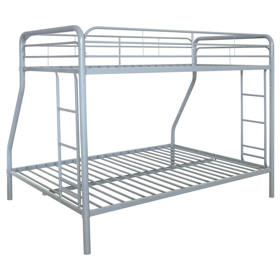 Carson Metal Twin Over Full Bunk Bed Glossy Silver - Home & Sleep Outlet