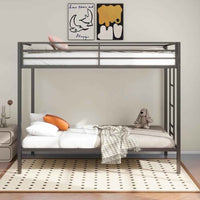 Alevera Metal Twin Over Twin Bunk Bed with Ladder Black - Home & Sleep Outlet
