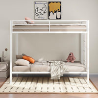 Alevera Metal Twin Over Twin Bunk Bed with Ladder White - Home & Sleep Outlet