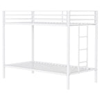 Alevera Metal Twin Over Twin Bunk Bed with Ladder White