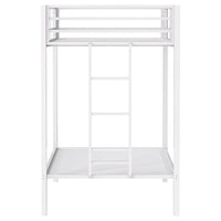 Alevera Metal Twin Over Twin Bunk Bed with Ladder White - Home & Sleep Outlet