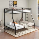 Alevera Metal Twin Over Full Bunk Bed with Ladder Black