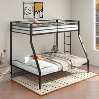 Alevera Metal Twin Over Full Bunk Bed with Ladder Black