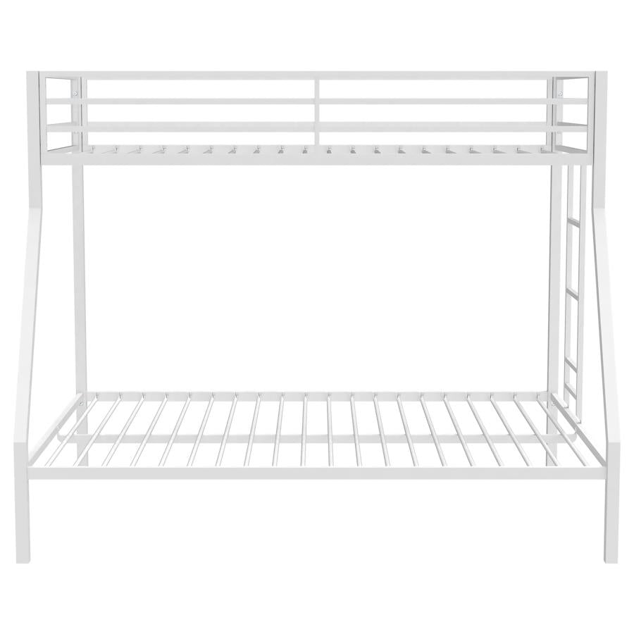 Alevera Metal Twin Over Full Bunk Bed with Ladder White