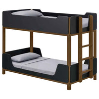 Morris Twin Over Twin Wood Bunk Bed Black and Walnut