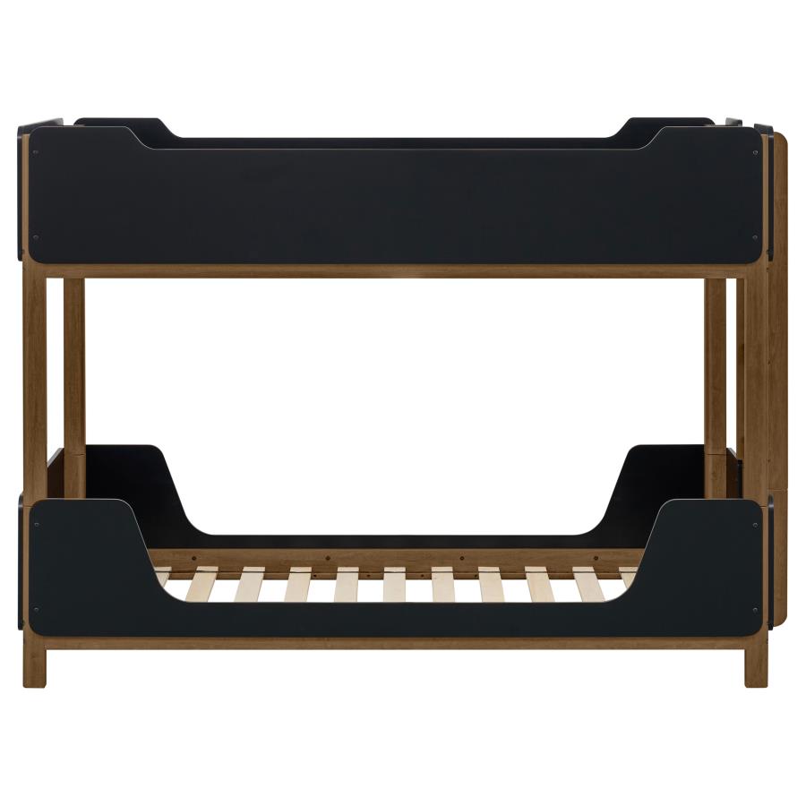 Home & Sleep Outlet - Morris Twin Over Twin Wood Bunk Bed Black and Walnut