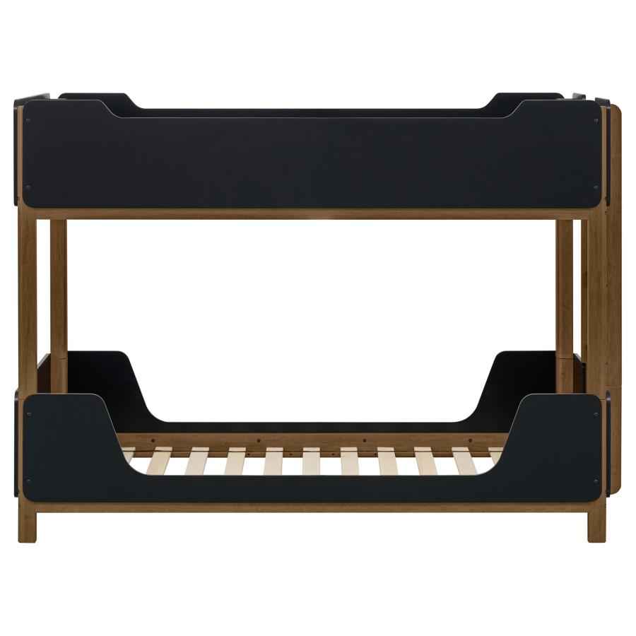 Morris Twin Over Twin Wood Bunk Bed Black and Walnut