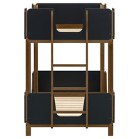 Morris Twin Over Twin Wood Bunk Bed Black and Walnut