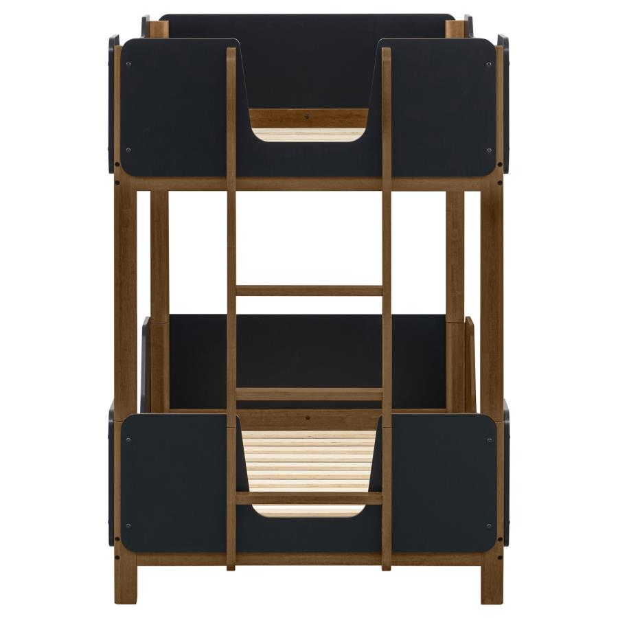 Home & Sleep Outlet - Morris Twin Over Twin Wood Bunk Bed Black and Walnut