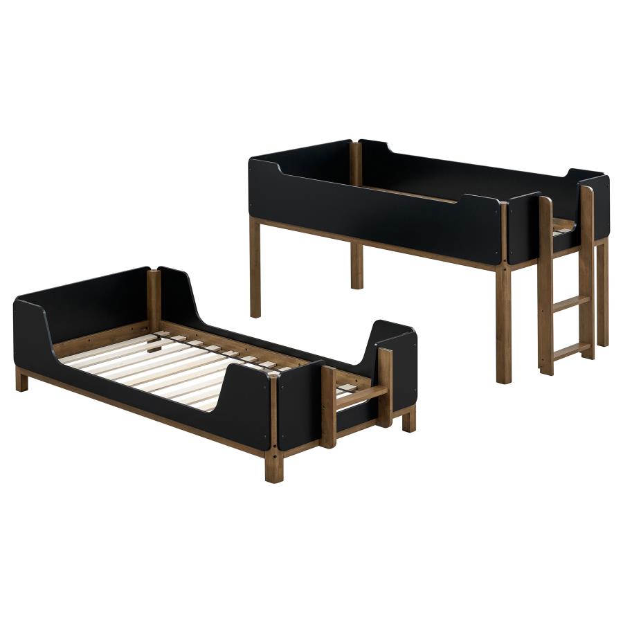 Home & Sleep Outlet - Morris Twin Over Twin Wood Bunk Bed Black and Walnut