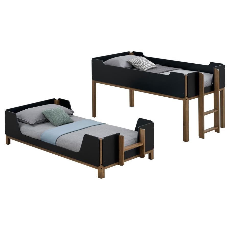 Home & Sleep Outlet - Morris Twin Over Twin Wood Bunk Bed Black and Walnut