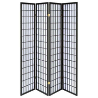 Roberto 4-Panel Room Divider Folding Shoji Screen Black
