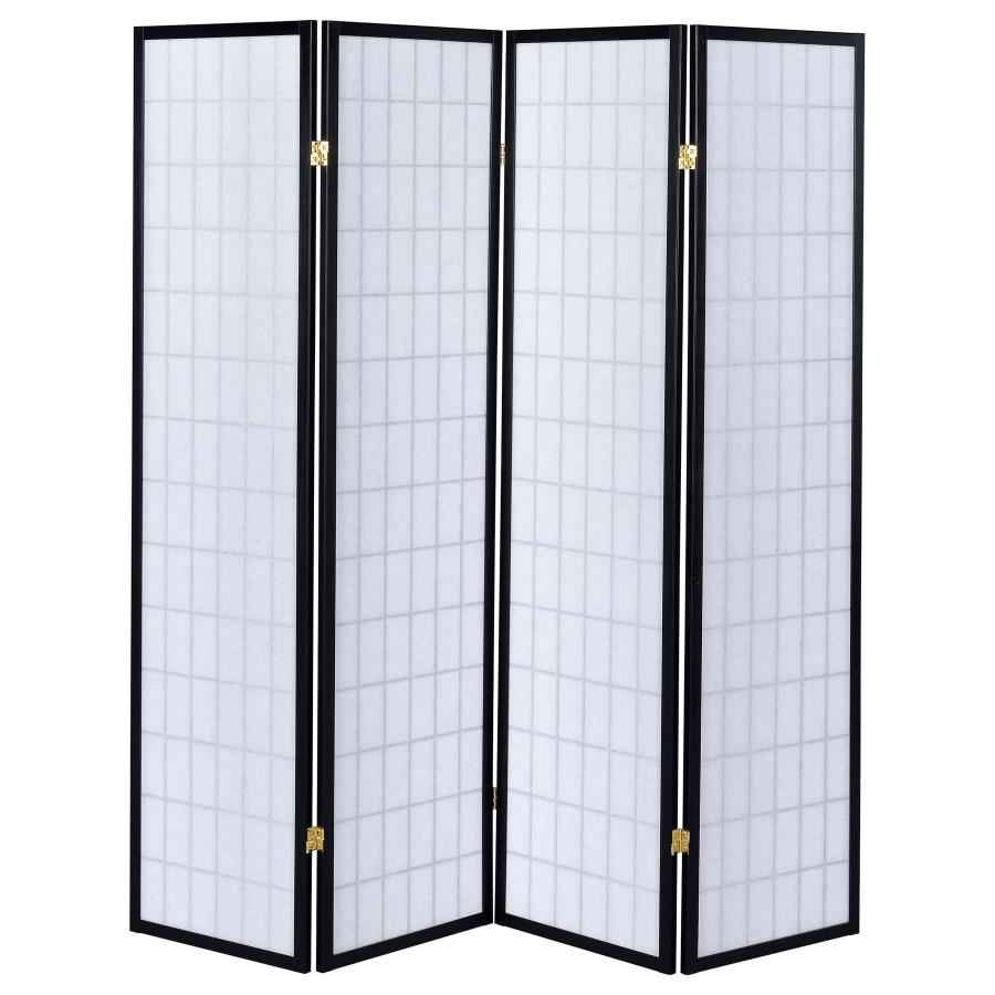 Roberto 4-Panel Room Divider Folding Shoji Screen Black