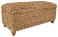 Home & Sleep Outlet - Laughton Hand-Woven Banana Leaf Storage Bench Natural