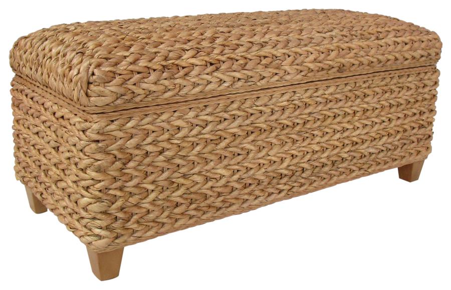 Home & Sleep Outlet - Laughton Hand-Woven Banana Leaf Storage Bench Natural
