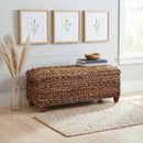 Laughton Hand-Woven Banana Leaf Storage Bench Amber