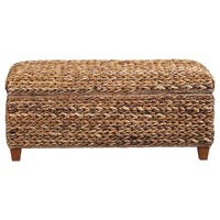 Laughton Hand-Woven Banana Leaf Storage Bench Amber