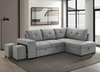 Home & Sleep Outlet - Roanne Fabric Upholstered Sleeper Sectional Sofa Grey