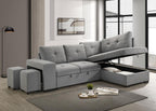 Home & Sleep Outlet - Roanne Fabric Upholstered Sleeper Sectional Sofa Grey