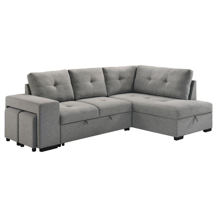 Home & Sleep Outlet - Roanne Fabric Upholstered Sleeper Sectional Sofa Grey