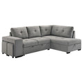 Home & Sleep Outlet - Roanne Fabric Upholstered Sleeper Sectional Sofa Grey