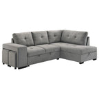 Home & Sleep Outlet - Roanne Fabric Upholstered Sleeper Sectional Sofa Grey