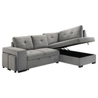 Home & Sleep Outlet - Roanne Fabric Upholstered Sleeper Sectional Sofa Grey