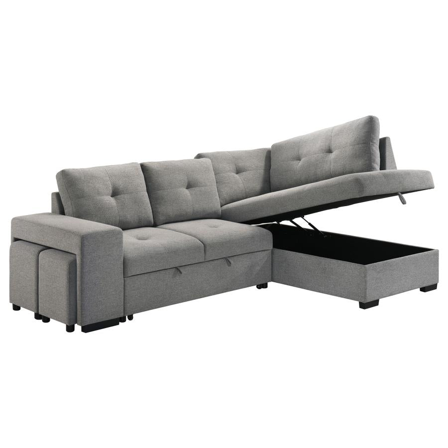 Home & Sleep Outlet - Roanne Fabric Upholstered Sleeper Sectional Sofa Grey
