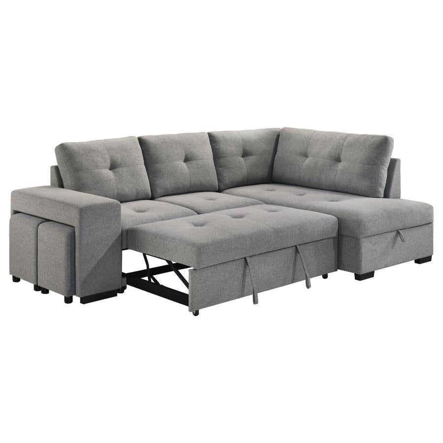 Home & Sleep Outlet - Roanne Fabric Upholstered Sleeper Sectional Sofa Grey