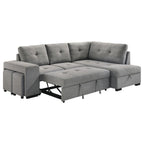 Home & Sleep Outlet - Roanne Fabric Upholstered Sleeper Sectional Sofa Grey