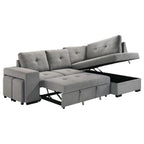 Home & Sleep Outlet - Roanne Fabric Upholstered Sleeper Sectional Sofa Grey