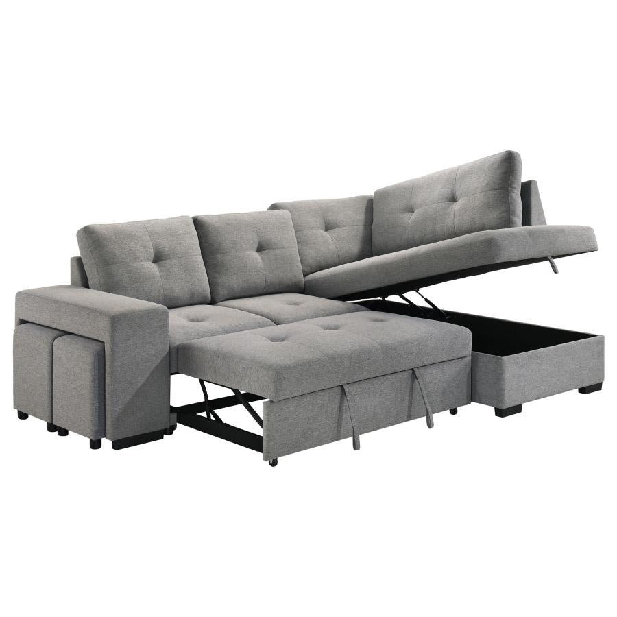 Home & Sleep Outlet - Roanne Fabric Upholstered Sleeper Sectional Sofa Grey