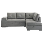 Home & Sleep Outlet - Roanne Fabric Upholstered Sleeper Sectional Sofa Grey