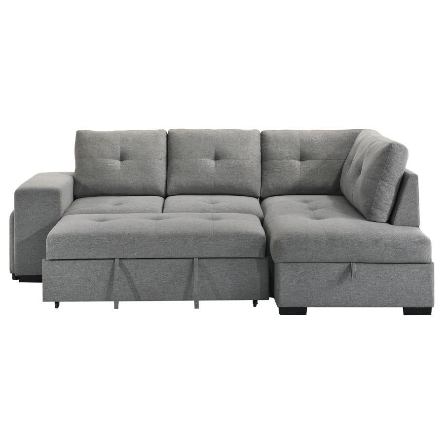 Home & Sleep Outlet - Roanne Fabric Upholstered Sleeper Sectional Sofa Grey
