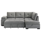 Home & Sleep Outlet - Roanne Fabric Upholstered Sleeper Sectional Sofa Grey
