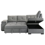 Home & Sleep Outlet - Roanne Fabric Upholstered Sleeper Sectional Sofa Grey