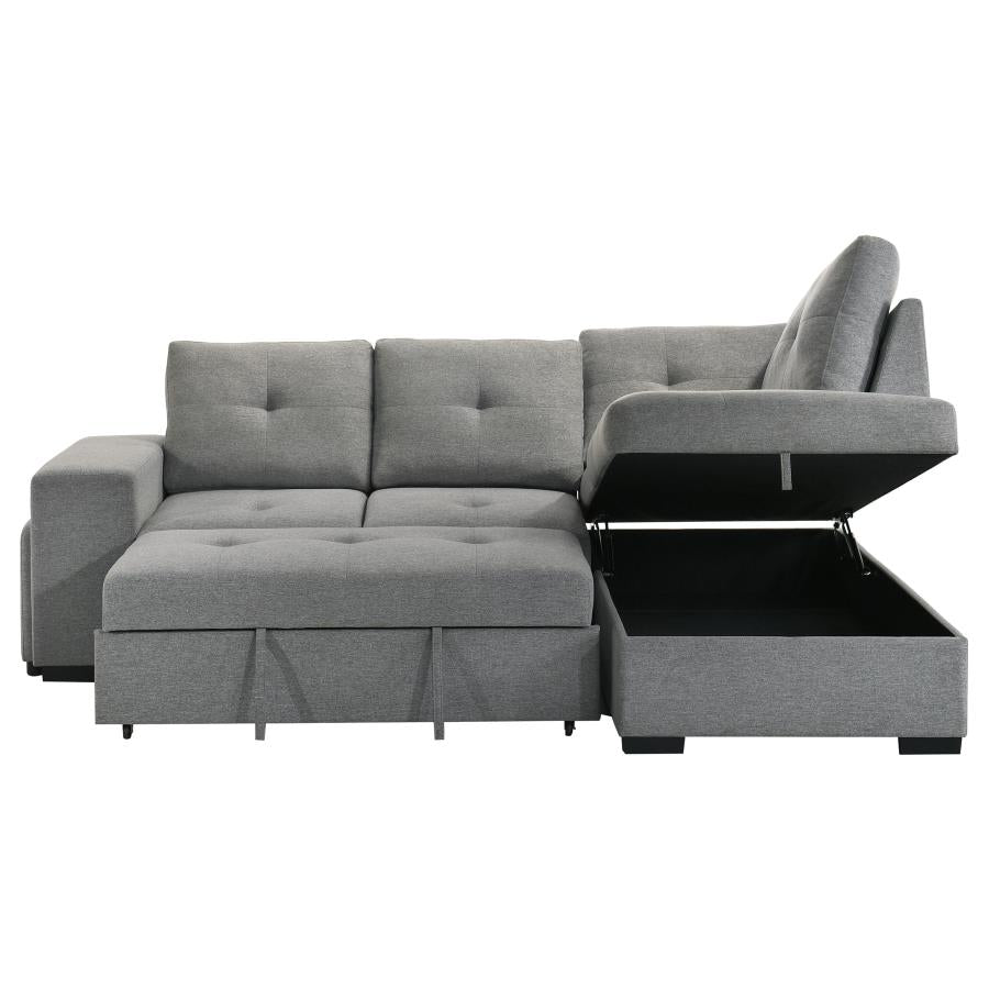 Home & Sleep Outlet - Roanne Fabric Upholstered Sleeper Sectional Sofa Grey