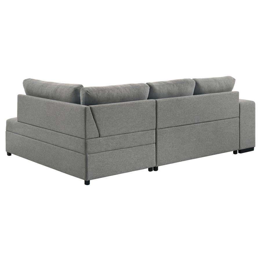 Home & Sleep Outlet - Roanne Fabric Upholstered Sleeper Sectional Sofa Grey