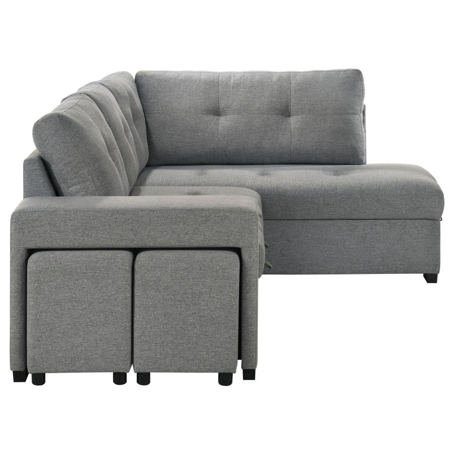 Home & Sleep Outlet - Roanne Fabric Upholstered Sleeper Sectional Sofa Grey