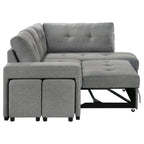 Home & Sleep Outlet - Roanne Fabric Upholstered Sleeper Sectional Sofa Grey
