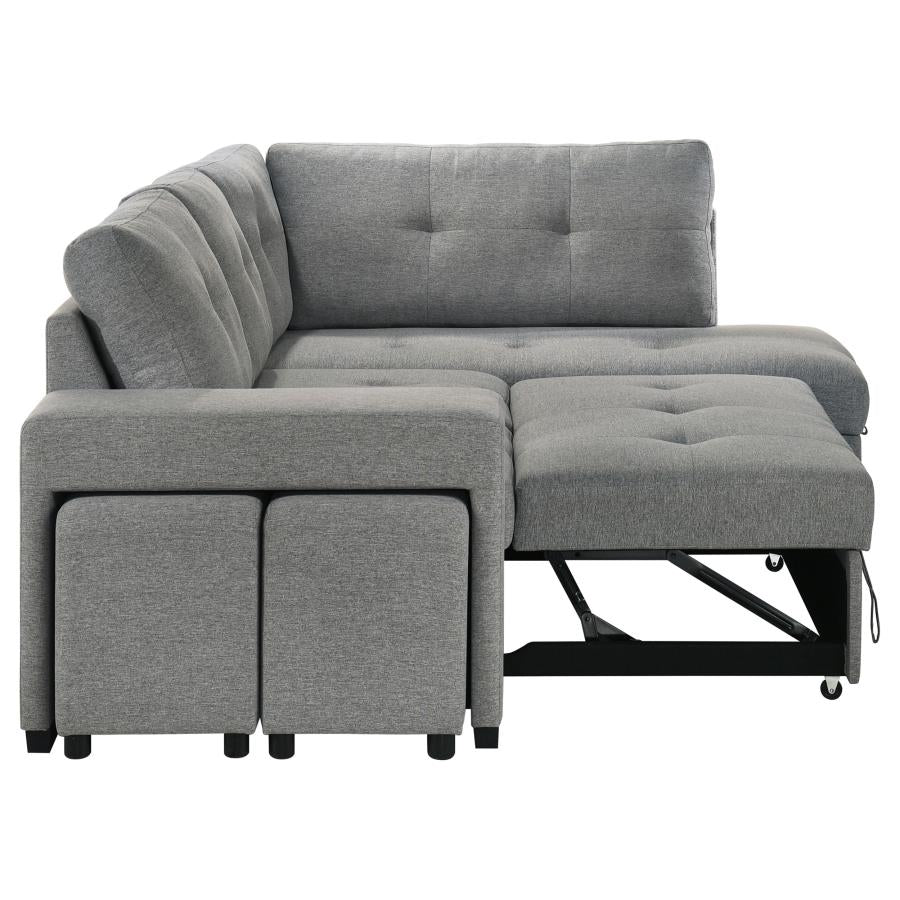 Home & Sleep Outlet - Roanne Fabric Upholstered Sleeper Sectional Sofa Grey