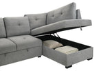 Home & Sleep Outlet - Roanne Fabric Upholstered Sleeper Sectional Sofa Grey