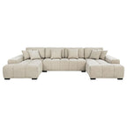 Cannella U-Shaped Double Chaise Upholstered Sectional Sofa Beige