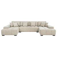 Cannella U-Shaped Double Chaise Upholstered Sectional Sofa Beige