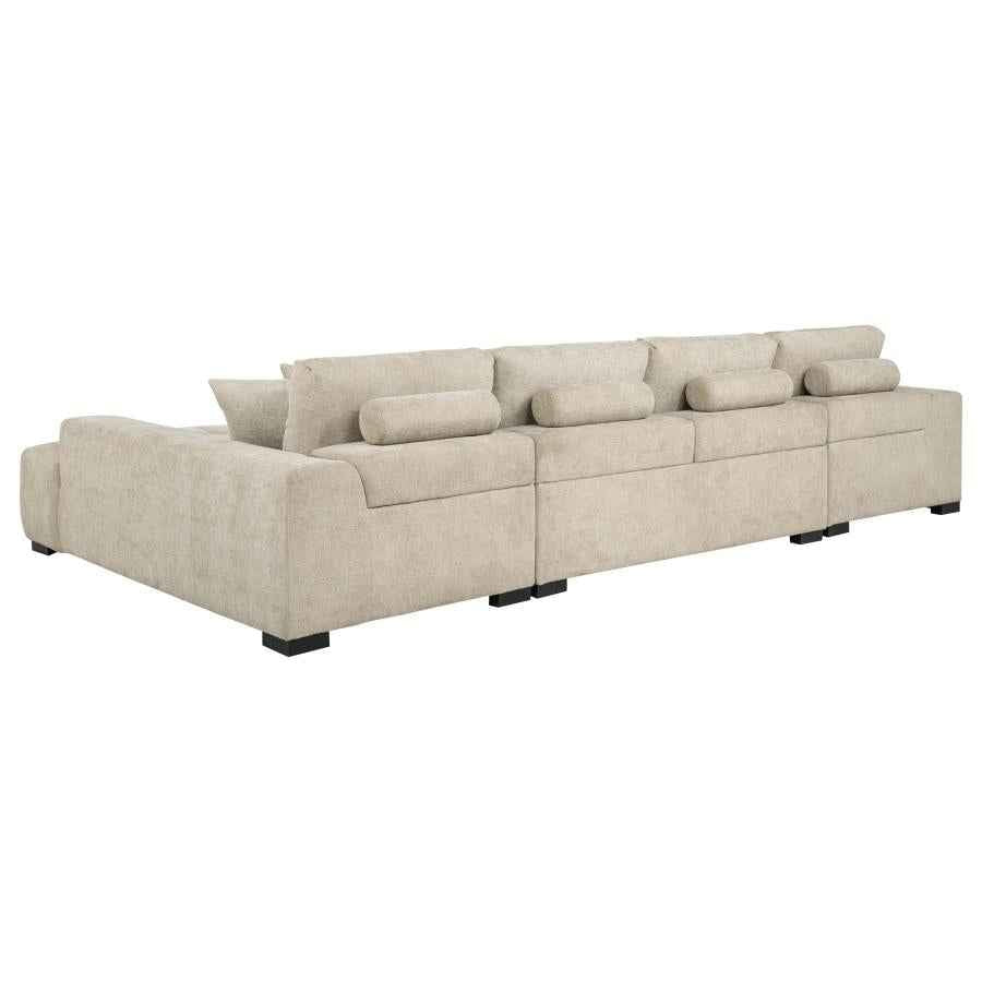 Cannella U-Shaped Double Chaise Upholstered Sectional Sofa Beige