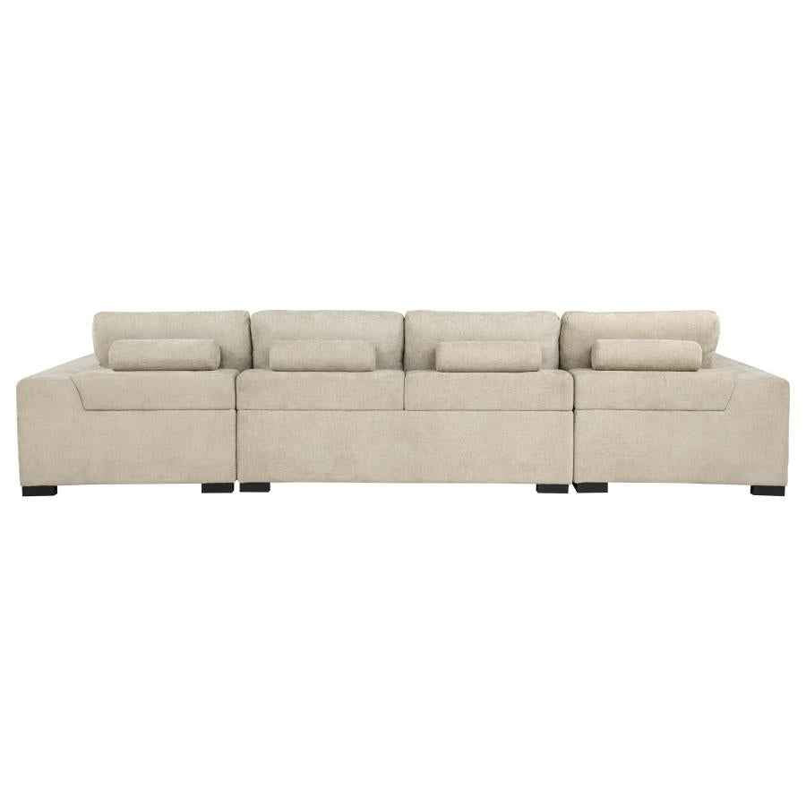 Cannella U-Shaped Double Chaise Upholstered Sectional Sofa Beige