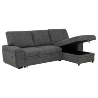 Demko Sleeper Sectional Sofa with Speaker and Storage Chaise Granite