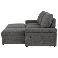 Demko Sleeper Sectional Sofa with Speaker and Storage Chaise Granite
