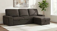 Demko Sleeper Sectional Sofa with Speaker and Storage Chaise Brown