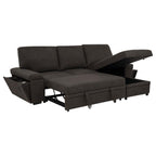 Demko Sleeper Sectional Sofa with Speaker and Storage Chaise Brown